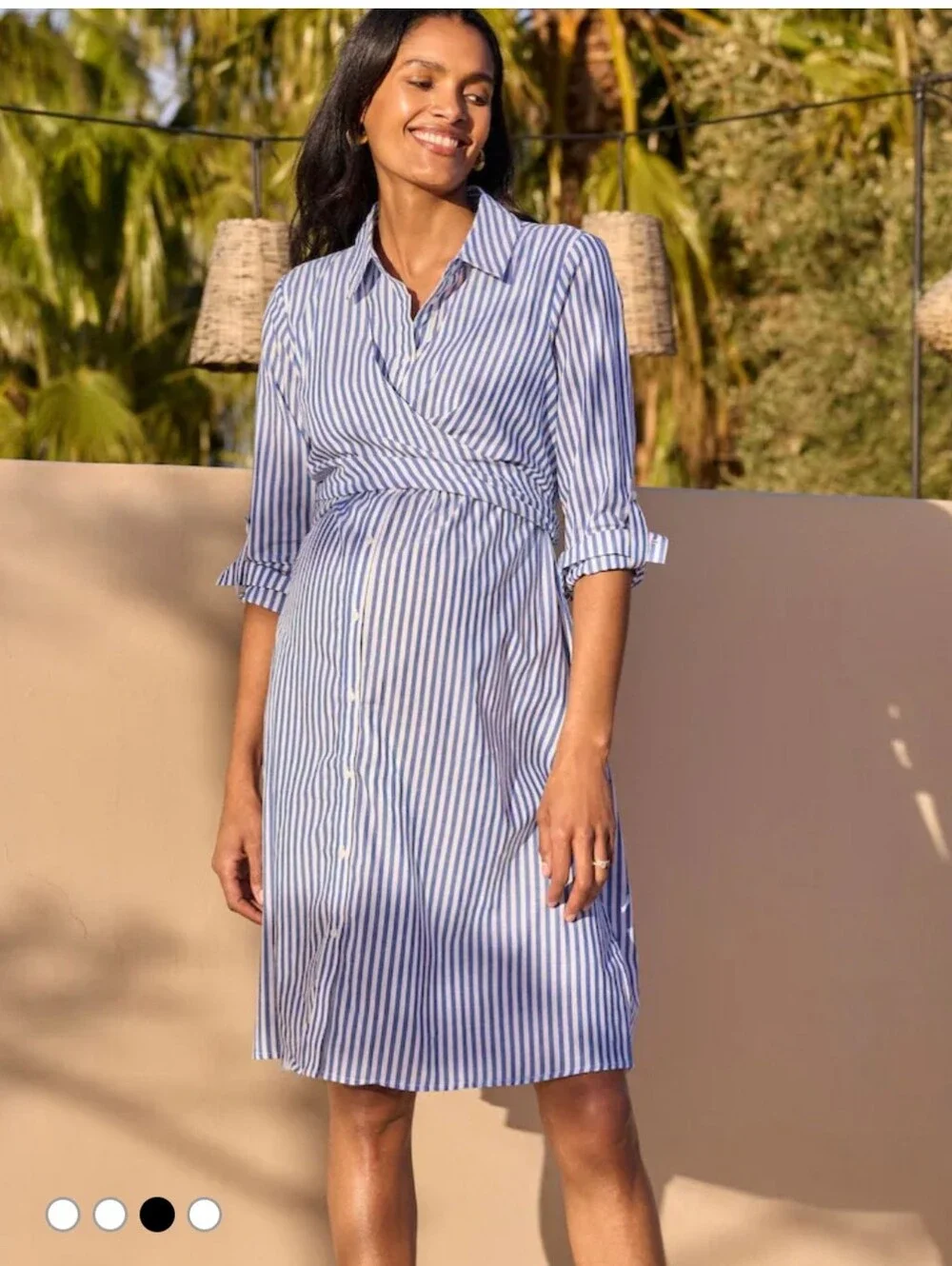 Seraphine Mid Blue & White Stripe Maternity & Nursing Dress